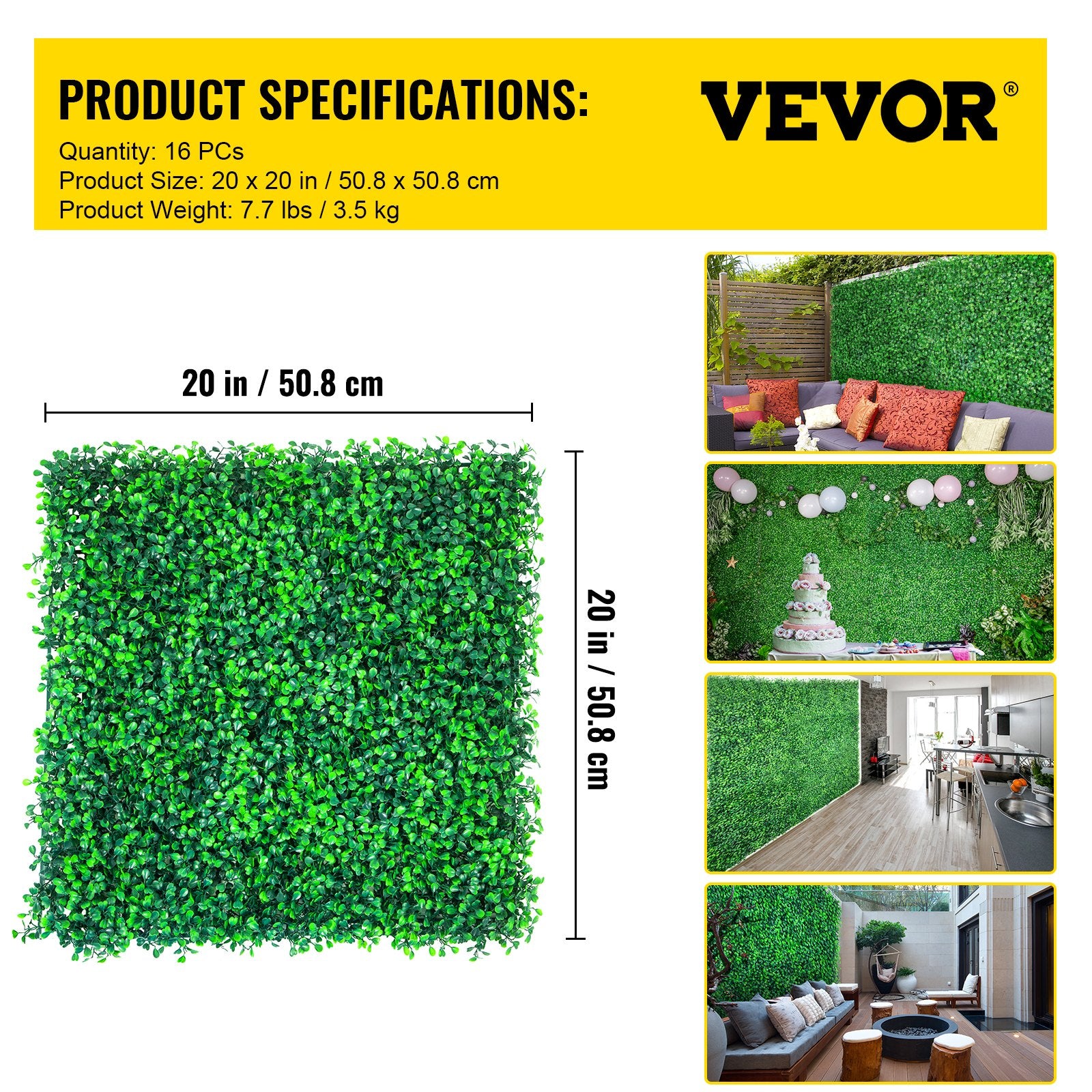VEVOR Artificial Boxwood Panels, 16 PCS 20