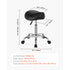 Saddle Rolling Stool Black PU Leather with Wheels Height Adjustable Seat