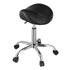 Saddle Rolling Stool Black PU Leather with Wheels Height Adjustable Seat