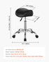 Saddle Rolling Stool, PU Leather Rolling Stool with Wheels, 360° Swivel Drafting Stool with Thickened Cushion, Height Adjustable Rolling Work SPA Stool, for Office, Home, Salon & Bar, Black