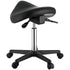 Ergonomic Rolling Saddle Stool Chair with Wheels Adjustable PU Leather Black