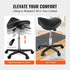 Ergonomic Rolling Saddle Stool Chair with Wheels Adjustable PU Leather Black