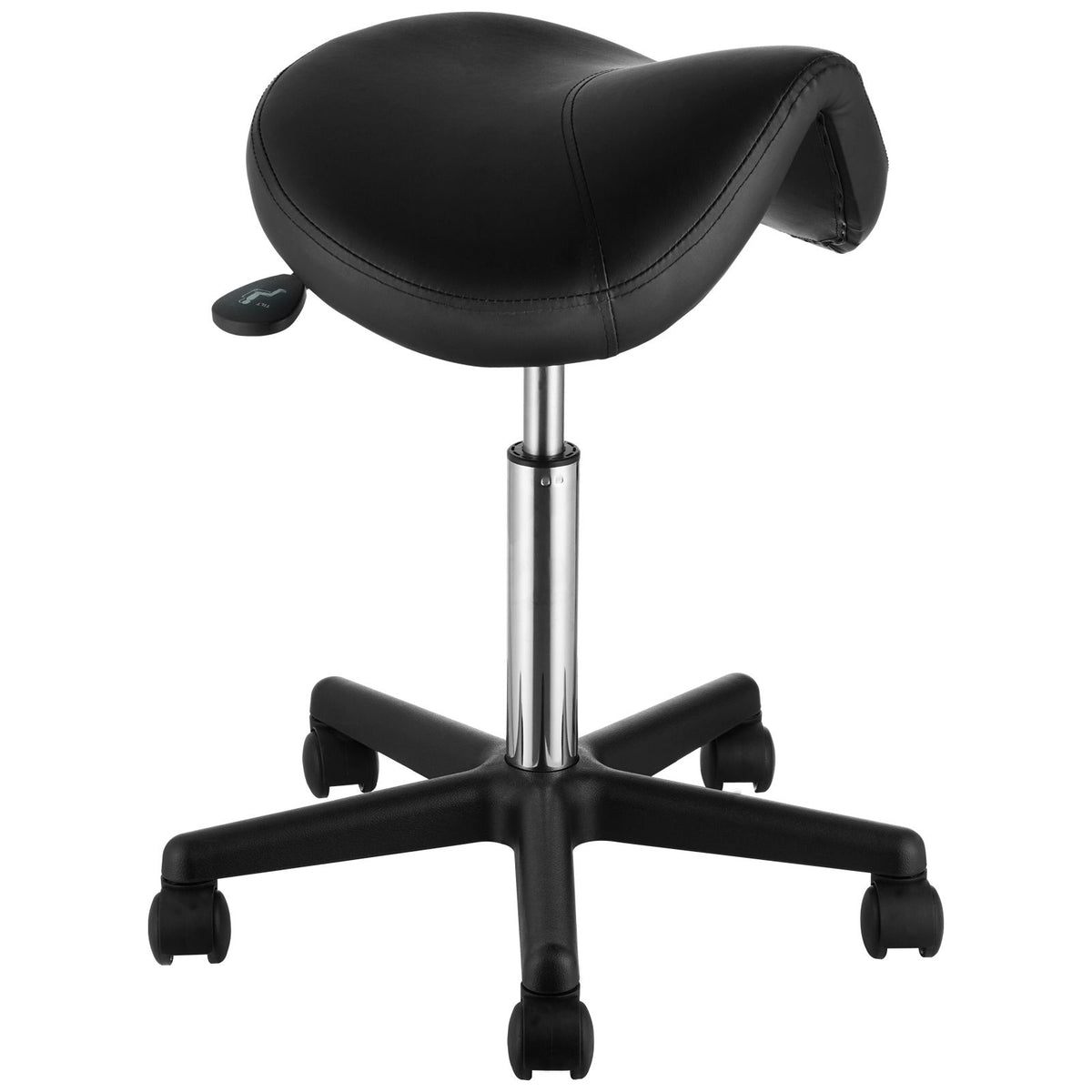 Ergonomic Rolling Saddle Stool Chair with Wheels Adjustable PU Leather Black