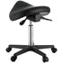 Ergonomic Rolling Saddle Stool Chair with Wheels Adjustable PU Leather Black