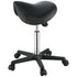 Ergonomic Rolling Saddle Stool Chair with Wheels Adjustable PU Leather Black