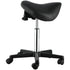 Ergonomic Rolling Saddle Stool Chair with Wheels Adjustable PU Leather Black