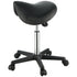 Saddle Stool with Wheels, 400 LBS Weight Capacity Ergonomic Rolling Saddle Stool, Height Adjustable Thickened PU Leather Swivel Saddle Stools Chair for Salon, Spa, Tattoo, Clinic, Black