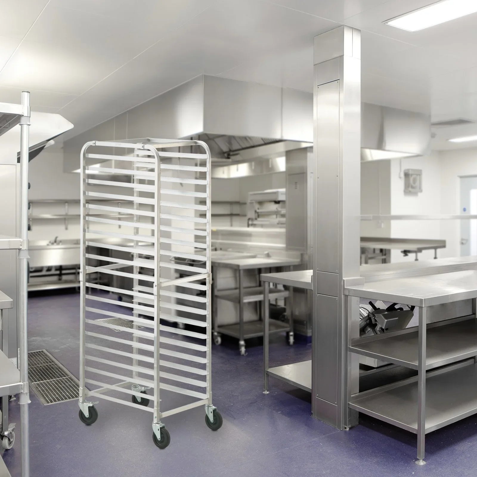 Bun Pan Rack, 20-Tier Commercial Bakery Racks with Brake Wheels, Aluminum Racking Trolley Storage for Half & Full Sheet, Speed Rack For Kitchen Home, Bread Baking Equipment, 660x517x1767 mm