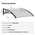 Window Door Awning Canopy 40" x 40", UPF 50+ Polycarbonate Entry Door Outdoor Window Awning Exterior, Front Door Overhang Awning for Sun Shutter, UV, Rain, Snow Protection, Hollow Sheet