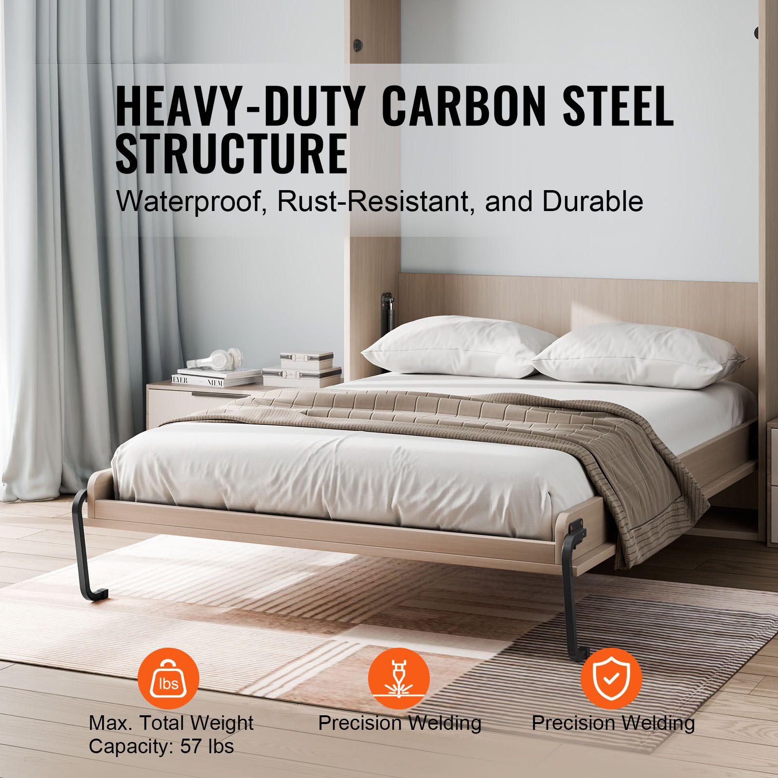 Full Size Murphy Bed Kit DIY Wall Bed Hardware Gas Strut System