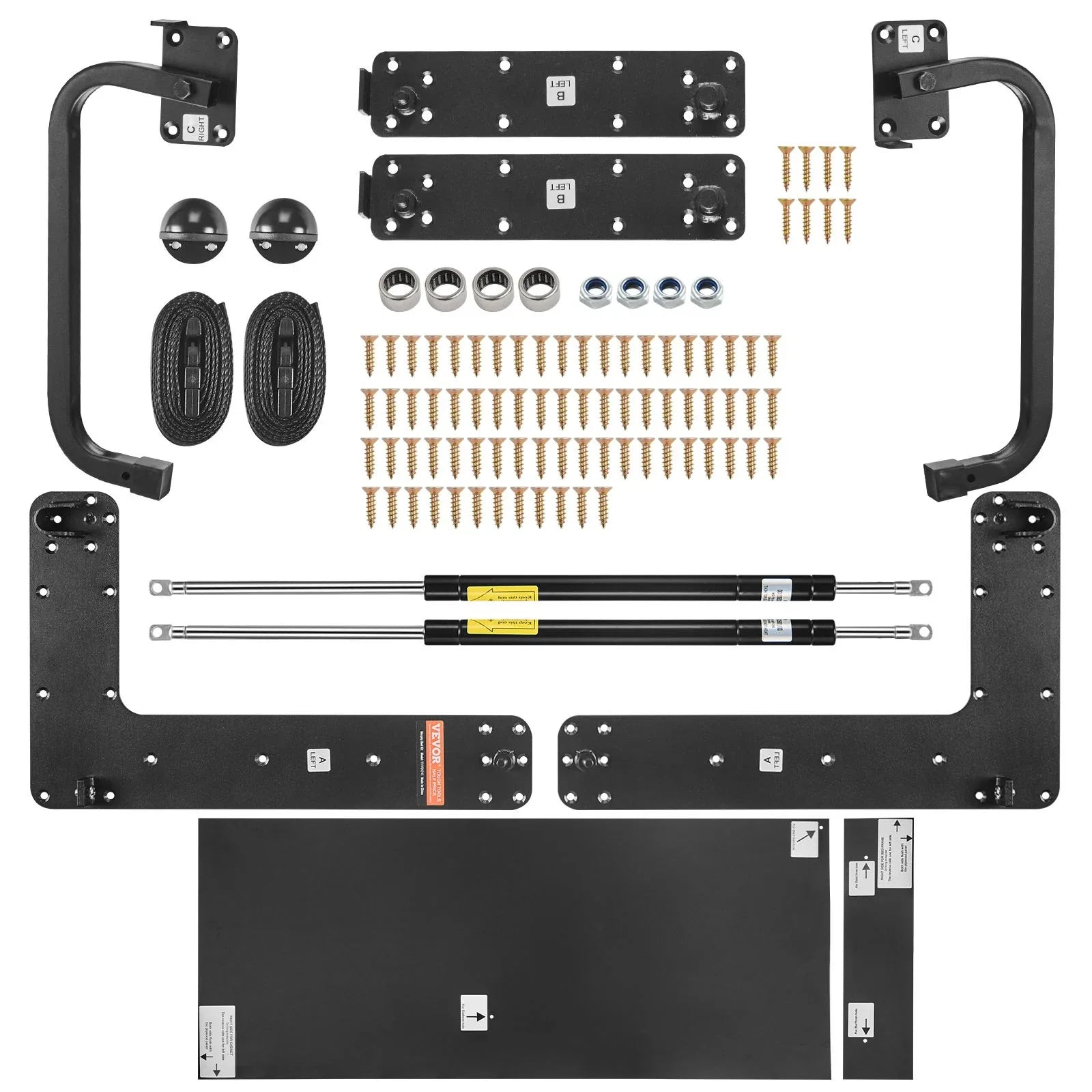 Murphy Bed Kit, Full Size, Deluxe DIY Wall Bed Mechanical Hardware Kit, Pneumatic Lever Heavy Duty Bed Frame Support, Folding Cabinet Wall Bed Space Saving Design for Guestroom, Easy to Build