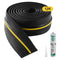 Garage Door Threshold Seal Strip, 12 FT Universal Garage Door Floor Seal Strip with Adhesive, Garage Door Bottom Weatherproof Strip, Upgraded Thick PVC DIY Weather Stripping Replacement, Black