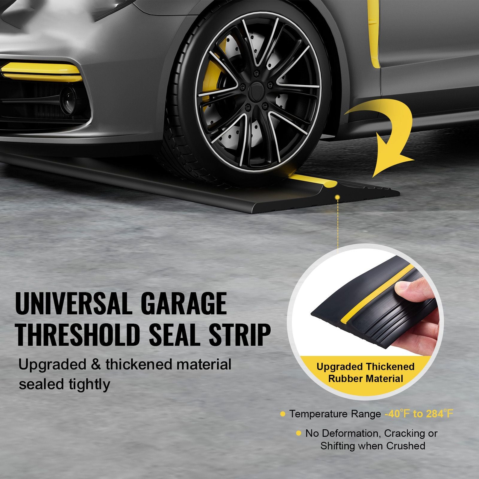 Garage Door Threshold Seal Strip, 16.5 FT Universal Garage Door Floor Seal Strip with Adhesive, Garage Door Bottom Weatherproof Strip, Upgraded Thick PVC DIY Weather Stripping Replacement, Black