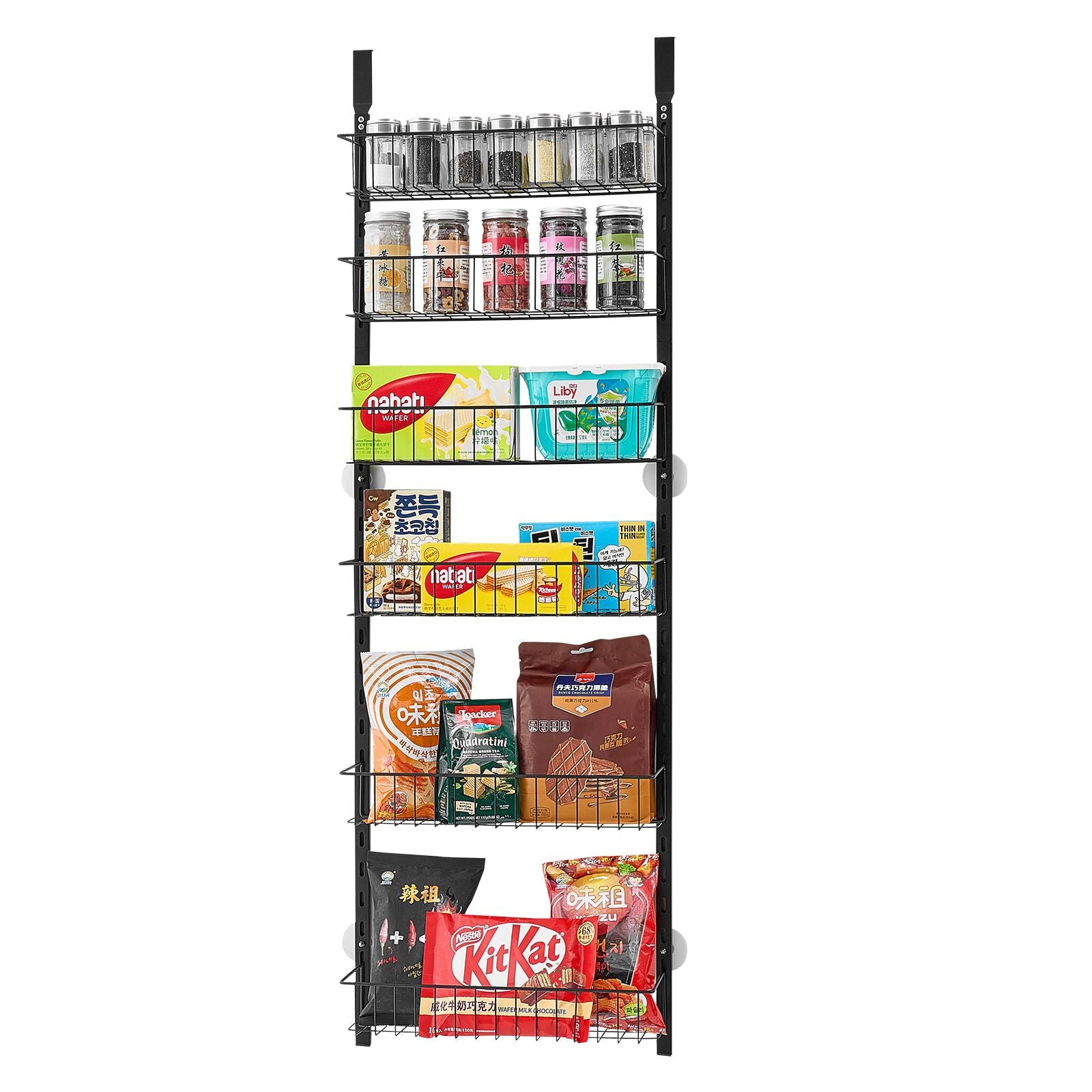6-Tier Over Door Pantry Organizer Steel Spice Rack Kitchen Storage Shelf