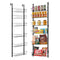 Over the Door Pantry Organizer, 6-Tier Pantry Organization and Storage, Heavy-Duty Steel Hanging Spice Rack, Adjustable Wall Seasoning Shelves, for Home Kitchen Laundry Room Bathroom, Black