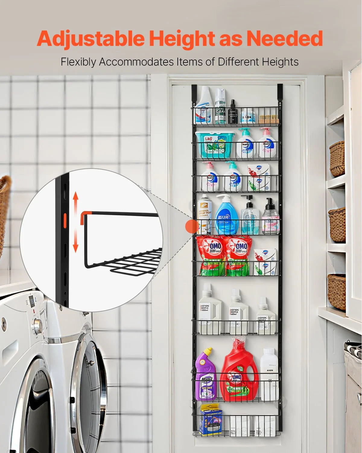 8-Tier Over the Door Pantry Organizer Hanging Storage Rack Adjustable