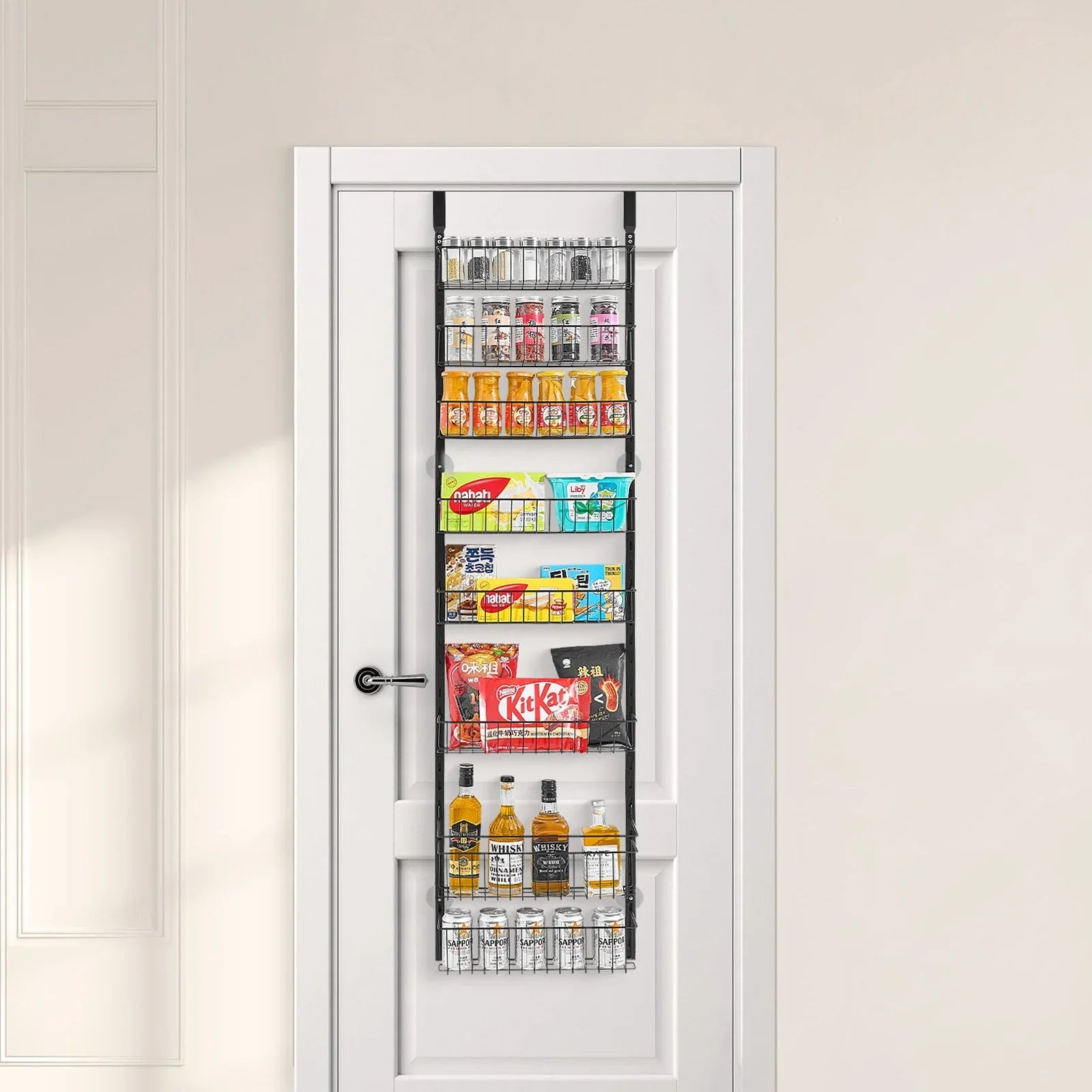 8-Tier Over the Door Pantry Organizer Hanging Storage Rack Adjustable