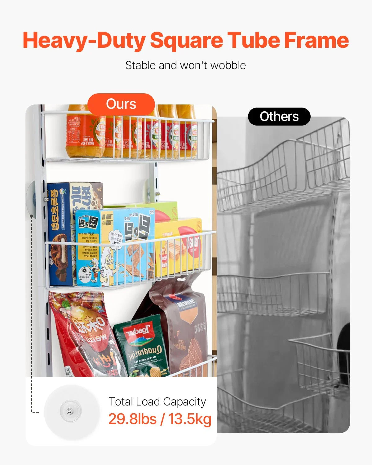 Over the Door Pantry Organizer, 9-Tier Pantry Organization and Storage, Heavy-Duty Steel Hanging Spice Rack, Adjustable Wall Seasoning Shelves, for Home Kitchen Laundry Room Bathroom, White