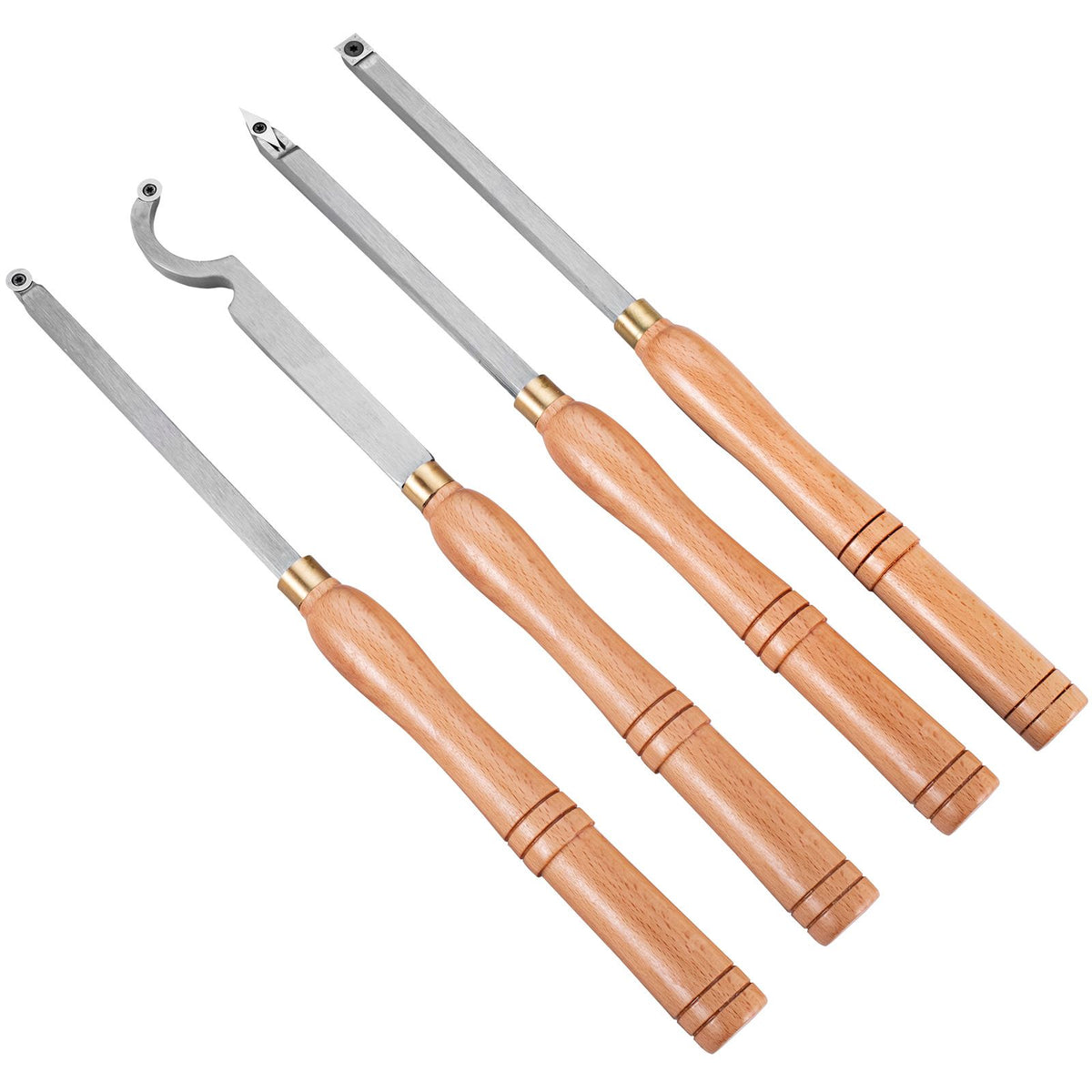 4PCS Carbide Wood Turning Tools Set Lathe Chisels with Beech Handles