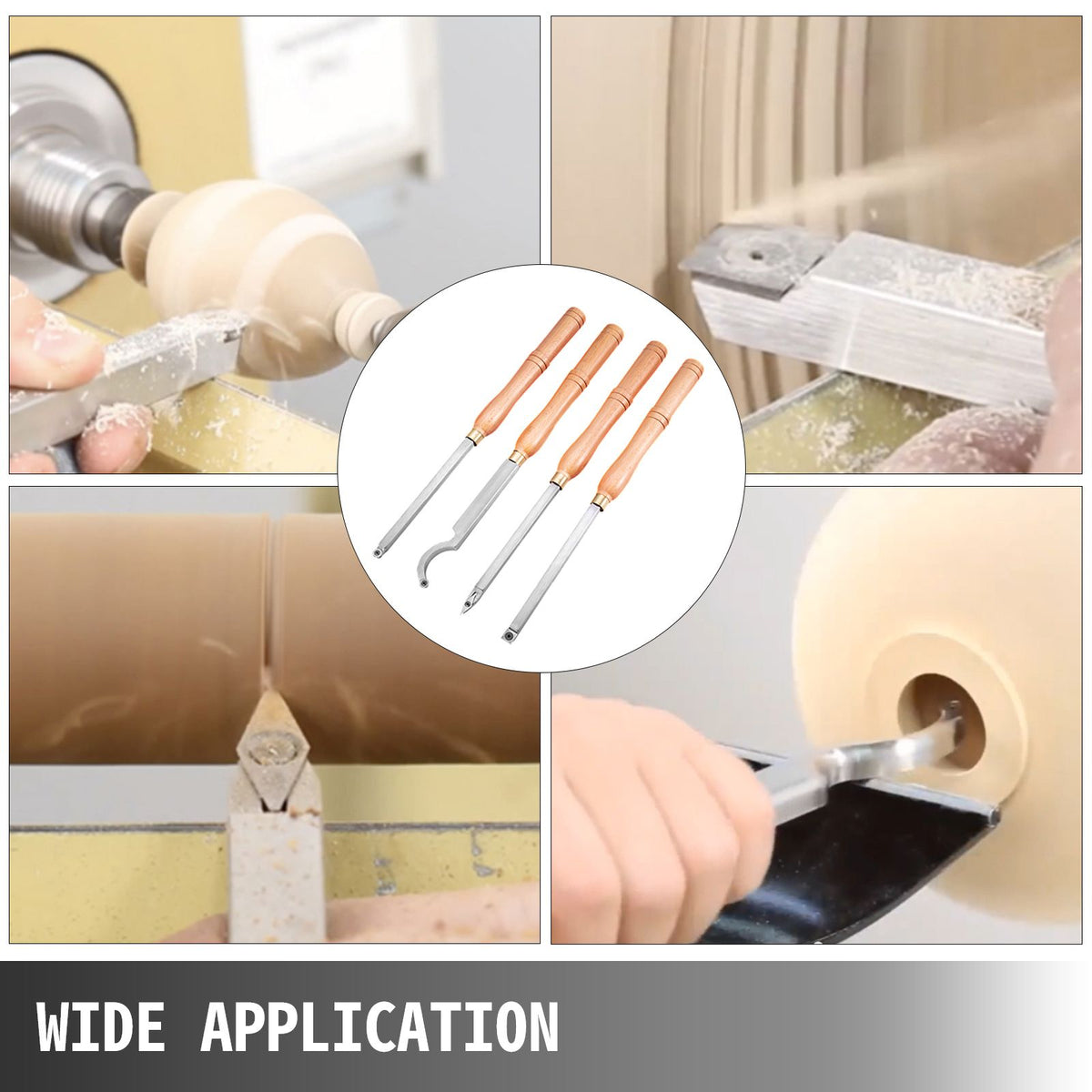 4PCS Carbide Wood Turning Tools Set Lathe Chisels with Beech Handles