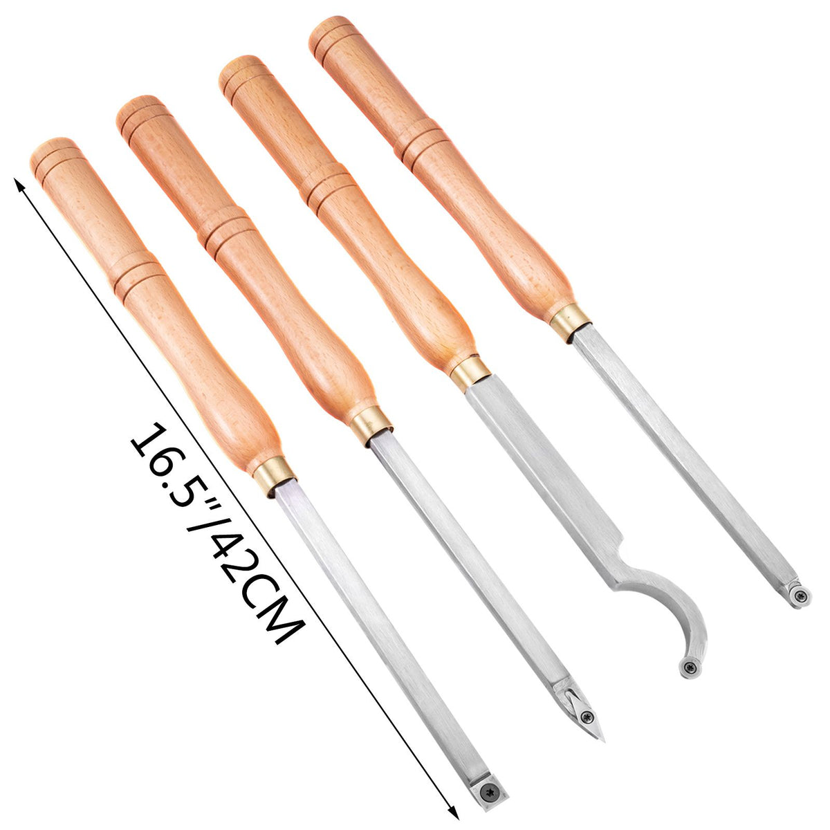 4PCS Carbide Wood Turning Tools Set Lathe Chisels with Beech Handles