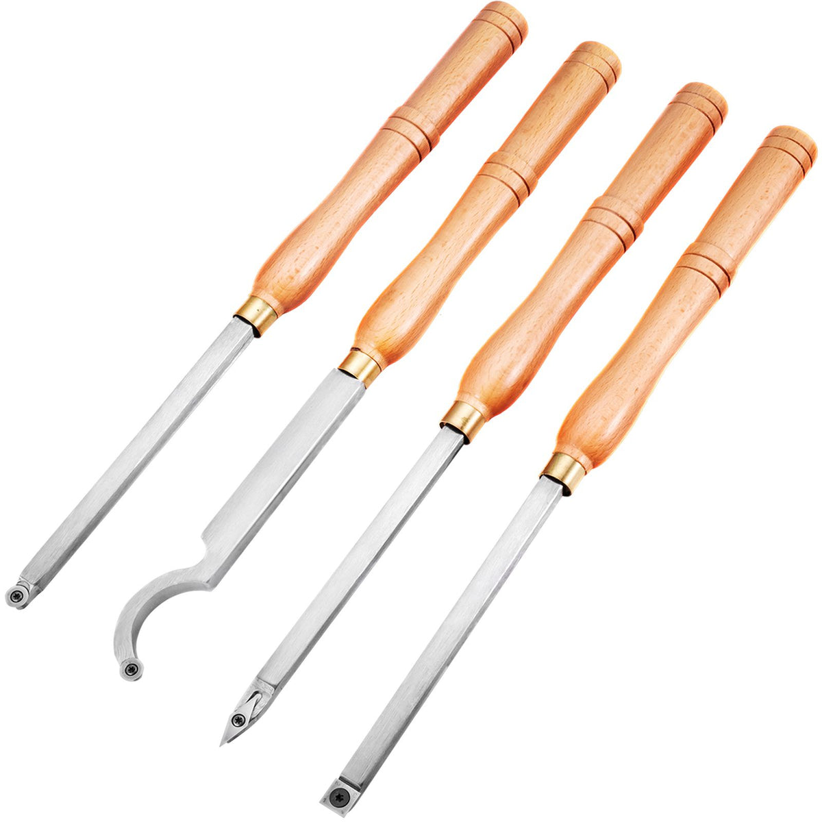 4PCS Carbide Wood Turning Tools Set Lathe Chisels with Beech Handles