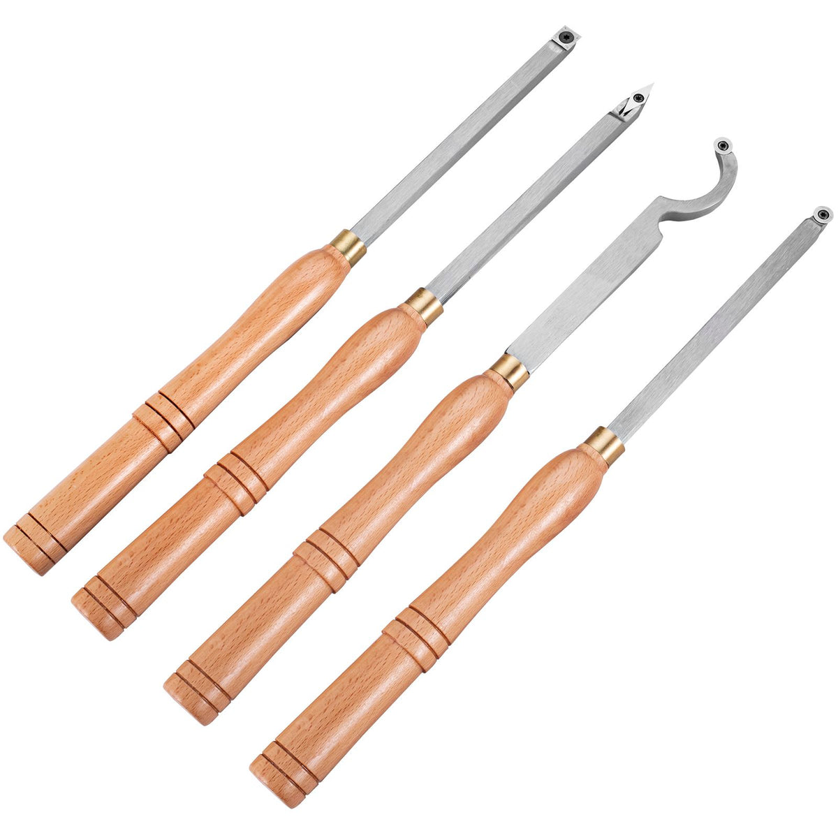 4PCS Carbide Wood Turning Tools Set Lathe Chisels with Beech Handles