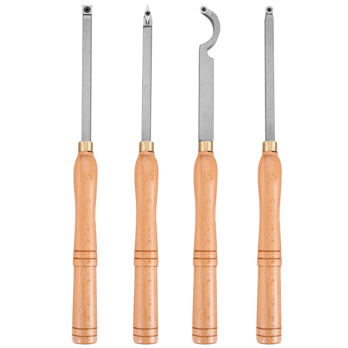 4PCS Carbide Wood Turning Tools Set Lathe Chisels with Beech Handles