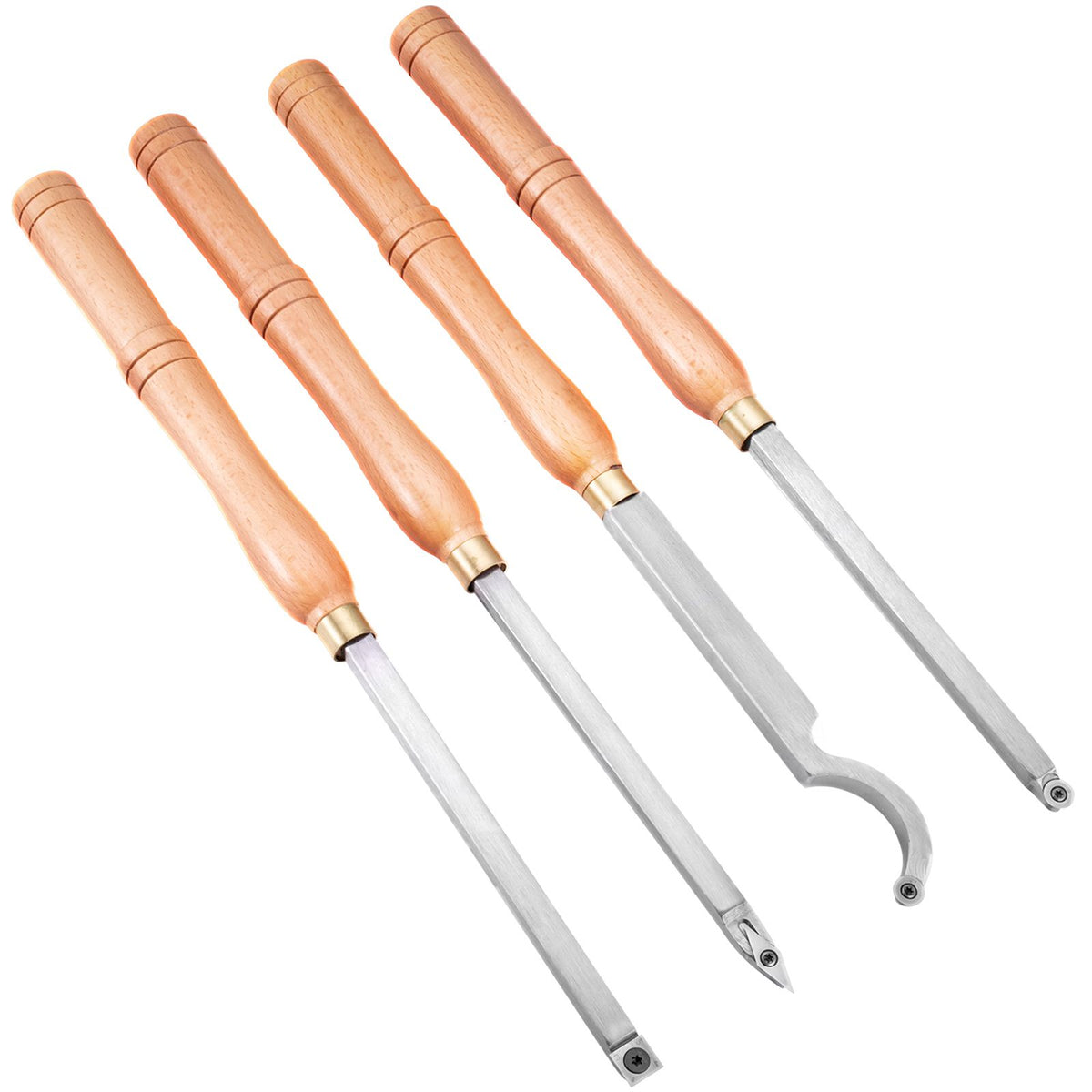 4PCS Carbide Wood Turning Tools Set Lathe Chisels with Beech Handles