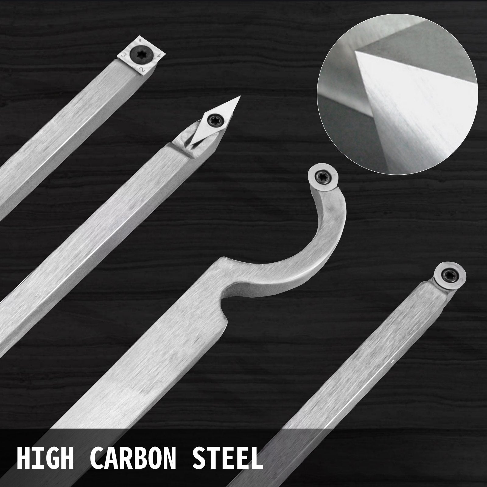 Wood Turning Tools for Lathe 4 PCS Set, Carbide Lathe Tools with Diamond Shape, Round, Square Cutters, Turning Lathe Chisels with Comfortable Grip Handles Lathe Tools for Craft DIY Hobists