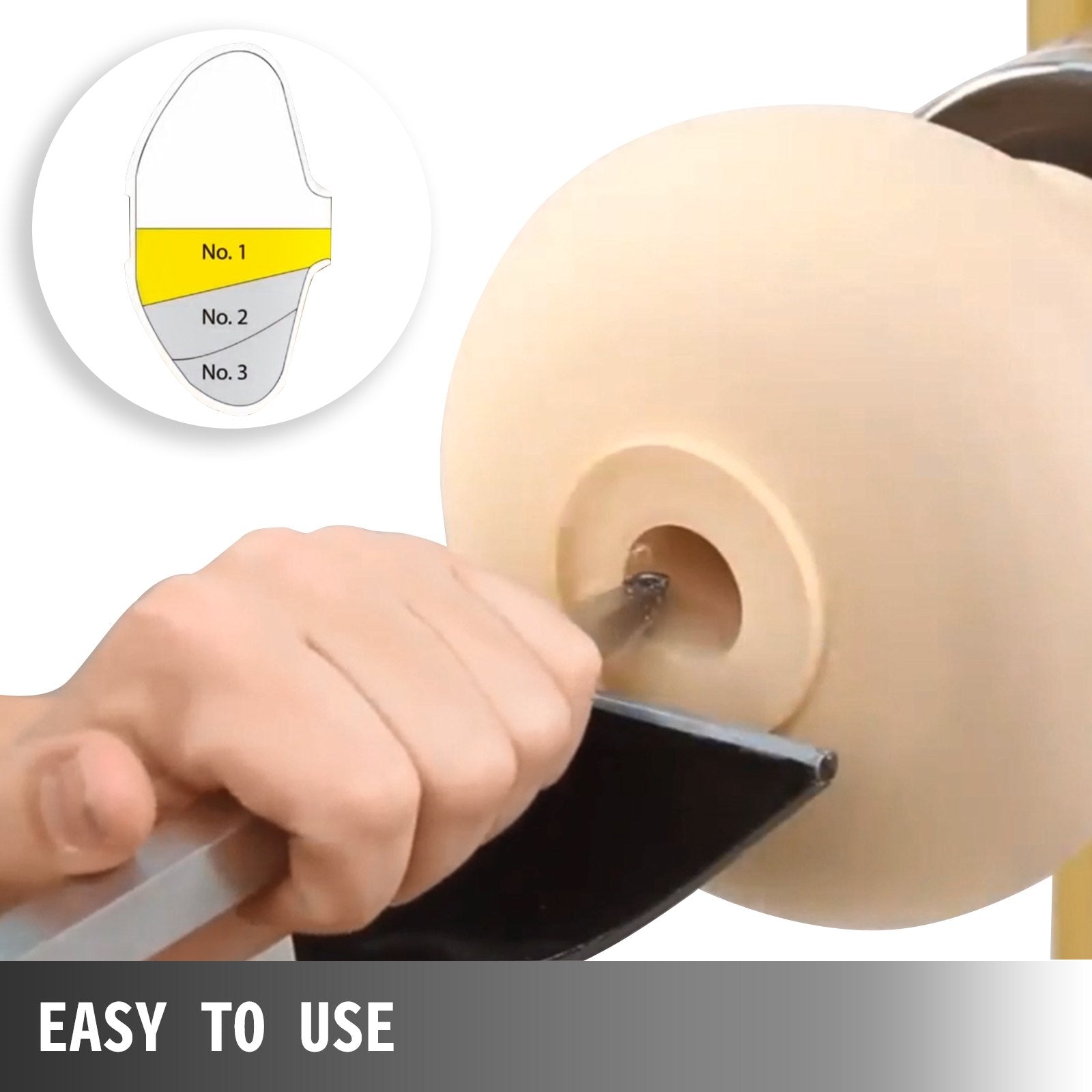 Wood Turning Tools for Lathe 4 PCS Set, Carbide Lathe Tools with Diamond Shape, Round, Square Cutters, Turning Lathe Chisels with Comfortable Grip Handles Lathe Tools for Craft DIY Hobists