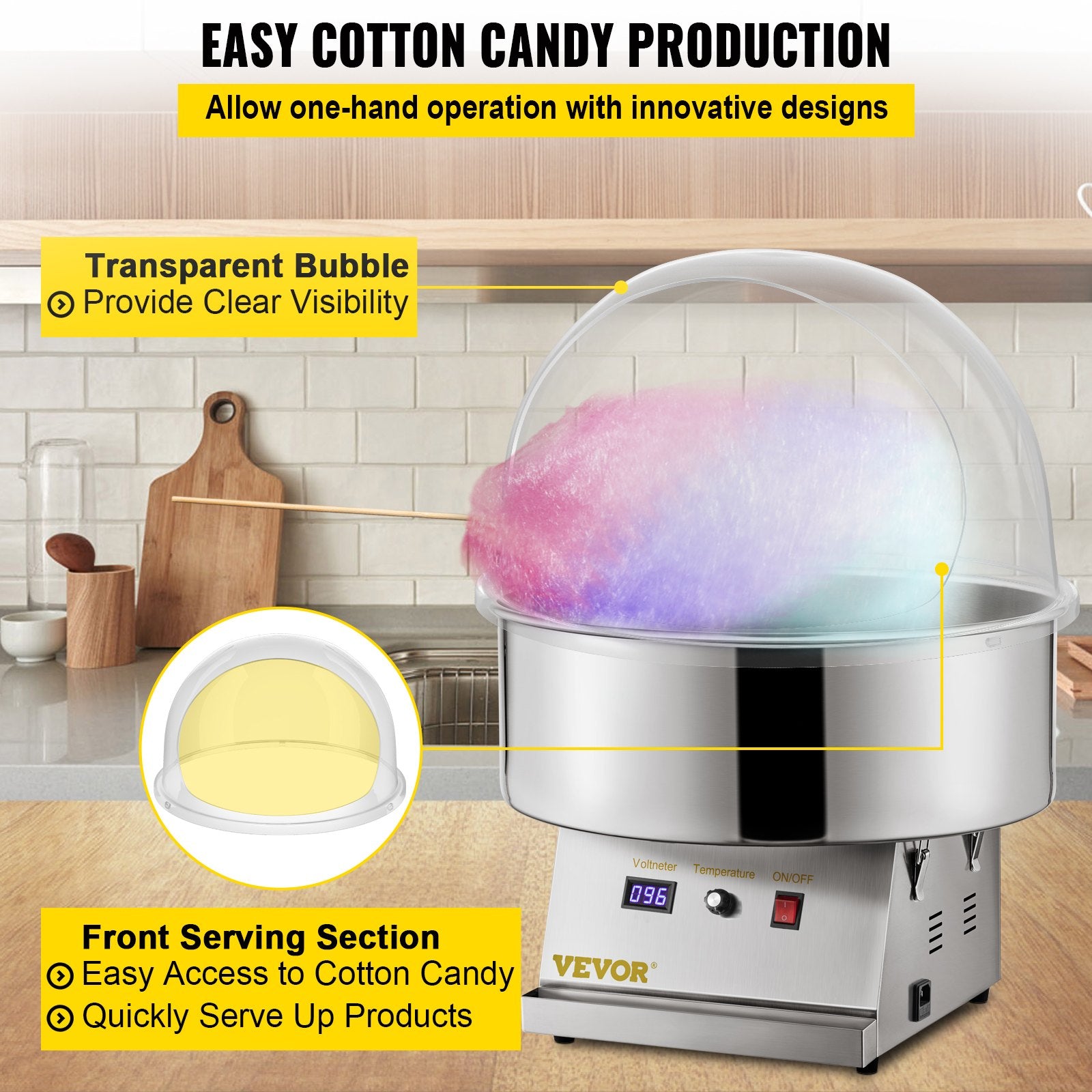 Candy Machine Bubble Shield 20.5 Inch Clear Plastic Cotton Candy Cover for Commercial Candy Maker Machine