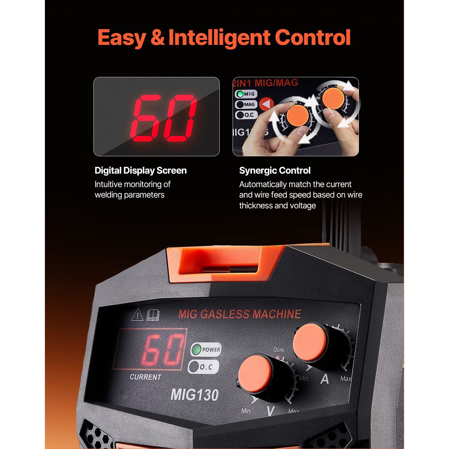 MIG Welder 130Amp Gasless Flux Core Mig Welding Machine with IGBT Inverter