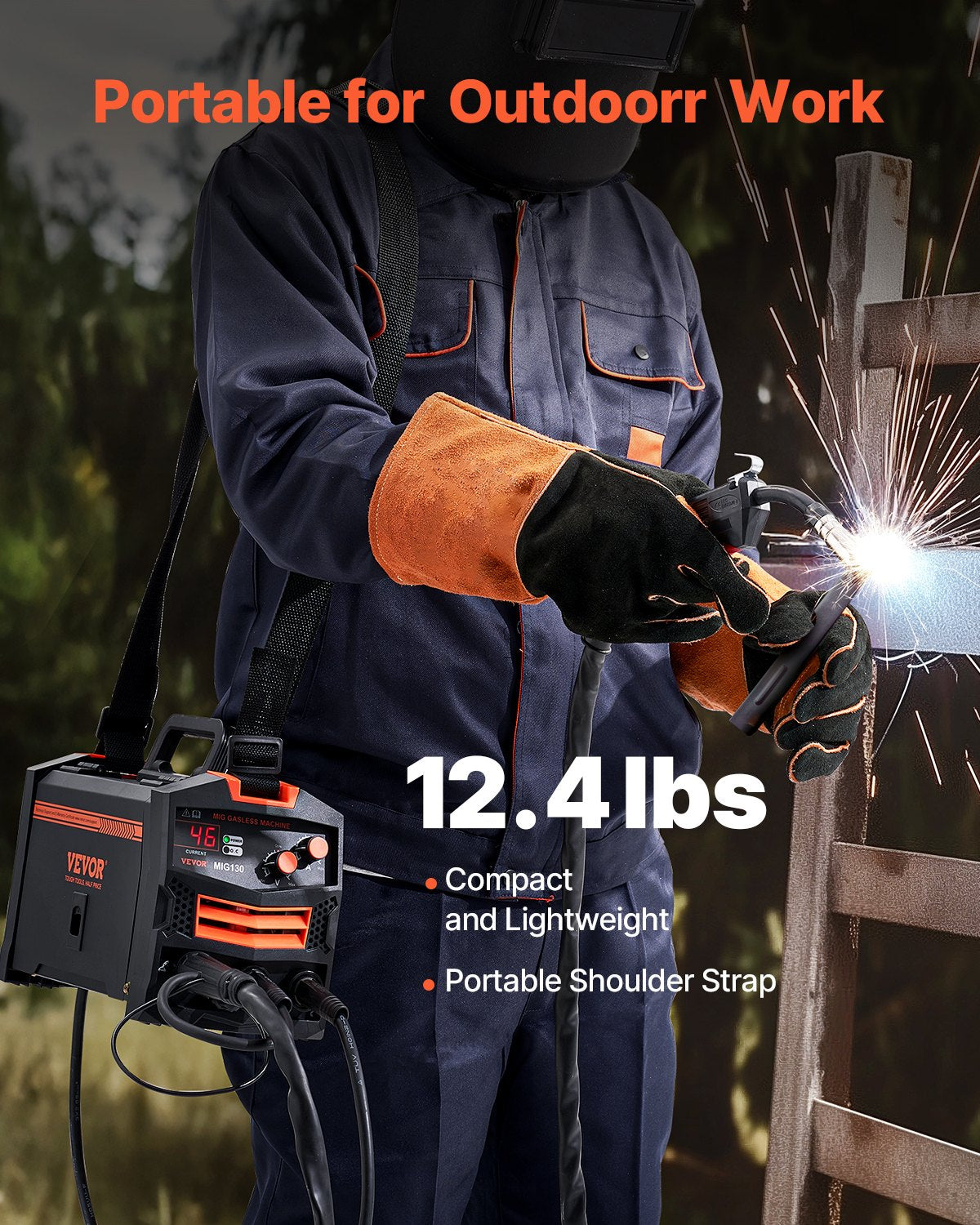 MIG Welder 130Amp Gasless Flux Core Mig Welding Machine with IGBT Inverter