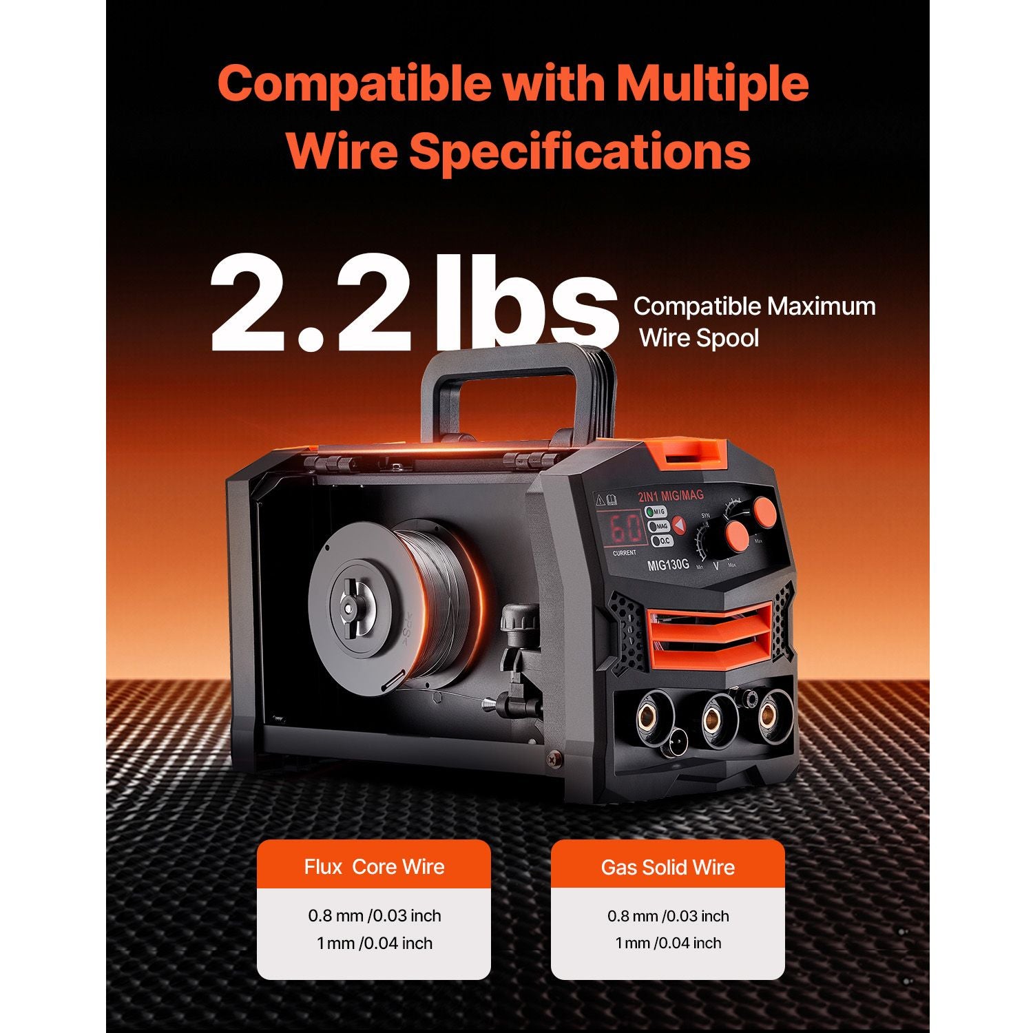 130A Synergic MIG Welder Gas Gasless Flux Core Inverter Machine