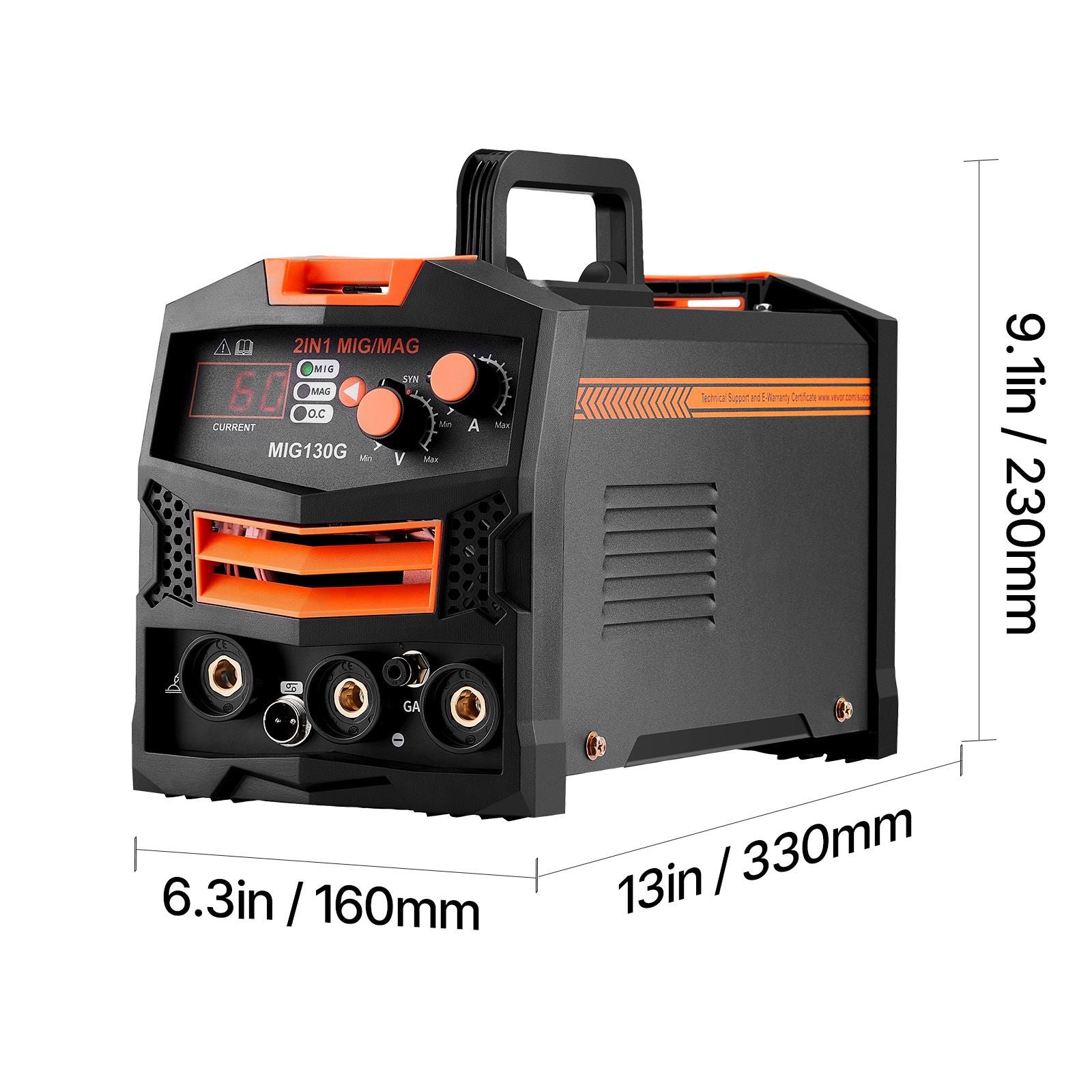 130A Synergic MIG Welder Gas Gasless Flux Core Inverter Machine