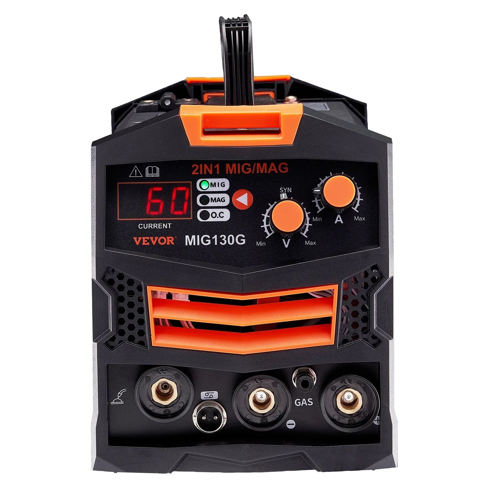 MIG Welder, 130A Synergic Mig Welding Machine, 2-in-1 Gas MIG/Gasless Flux Core MIG Multi-Process Welder Machine, Portable Mig Welder with IGBT Inverter Technology & Digital Display Screen