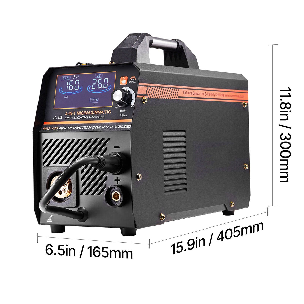 160A 4-in-1 Synergic MIG Welder Gas MIG Flux Core Stick TIG Machine