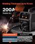 MIG Welder, 200A Synergic Mig Welding Machine, 4-in-1 Gas MIG/Flux Core MIG/Stick/Lift TIG Multi-Process Welder Machine with IGBT Inverter Technology and LCD Screen Display
