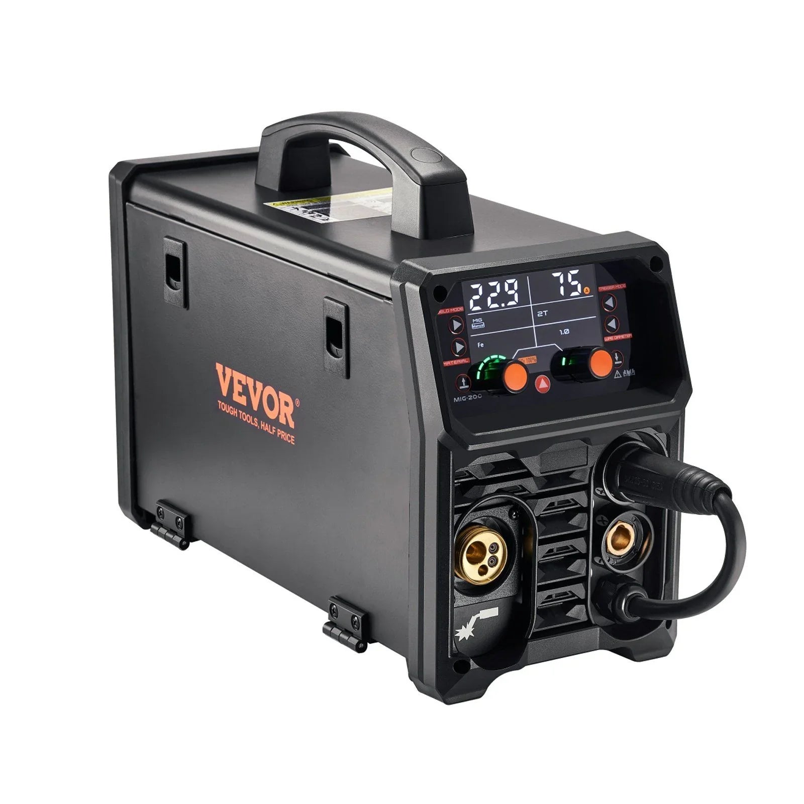 MIG Welder, 200A Synergic Mig Welding Machine, 4-in-1 Gas MIG/Flux Core MIG/Stick/Lift TIG Multi-Process Welder Machine with IGBT Inverter Technology and LCD Screen Display