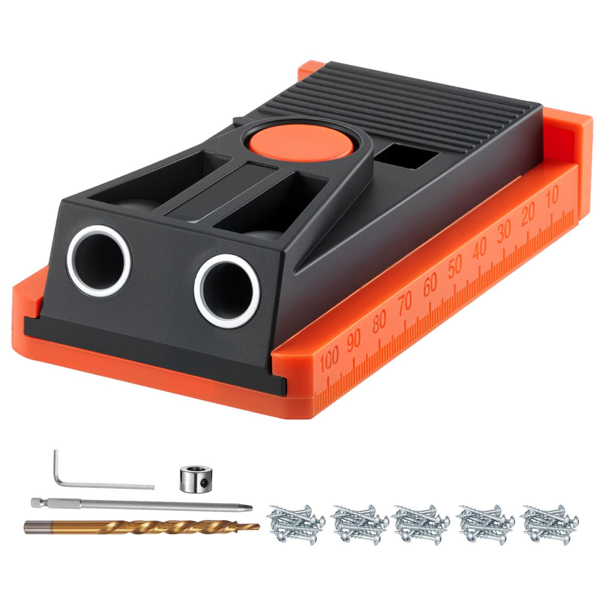 Adjustable Pocket Hole Jig Kit 12.7-38.1mm Woodworking Drill Guide Set