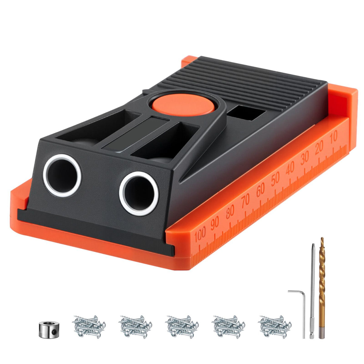 Adjustable Pocket Hole Jig Kit 12.7-38.1mm Woodworking Drill Guide Set