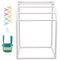 Pool Towel Rack, 5 Bar, Milky, Freestanding Outdoor PVC Curved Poolside Storage Organizer, Include 8 Towel Clips, Mesh Bag, Hook, Also Stores Floats and Paddles, for Beach, Swimming Pool, Home