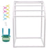 Pool Towel Rack, 5 Bar, Milky, Freestanding Outdoor PVC Curved Poolside Storage Organizer, Include 8 Towel Clips, Mesh Bag, Hook, Also Stores Floats and Paddles, for Beach, Swimming Pool, Home