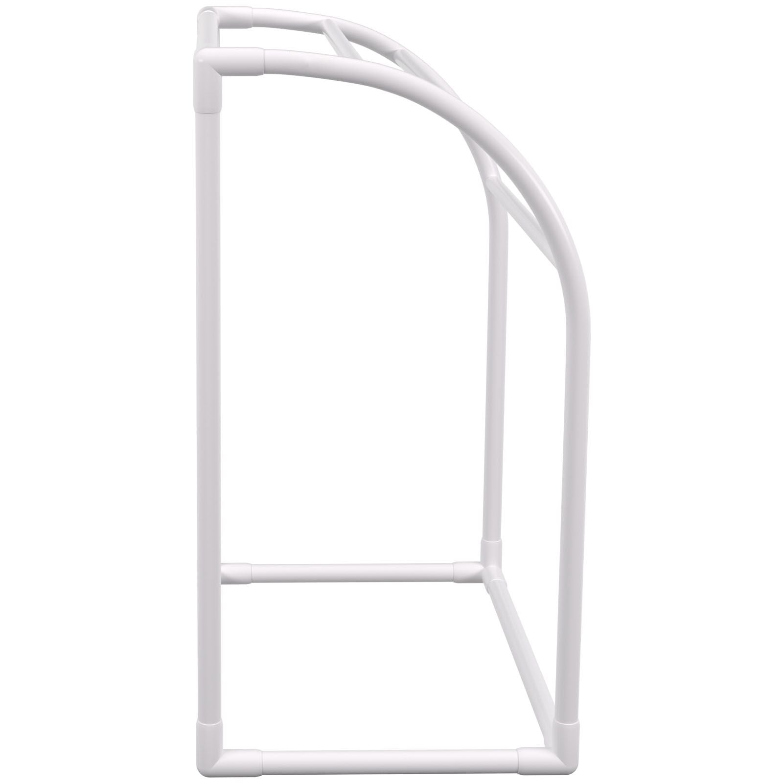 Pool Towel Rack, 5 Bar, Milky, Freestanding Outdoor PVC Curved Poolside Storage Organizer, Include 8 Towel Clips, Mesh Bag, Hook, Also Stores Floats and Paddles, for Beach, Swimming Pool, Home
