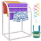 VEVOR Pool Towel Rack, 5 Bar, Milky, Freestanding Outdoor PVC Curved Poolside Storage Organizer, Include 8 Towel Clips, Mesh Bag, Hook, Also Stores Floats and Paddles, for Beach, Swimming Pool, Home