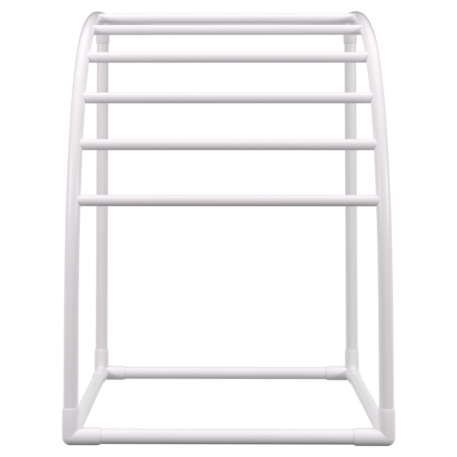 Outdoor Towel Rack Pool Towel Rack 7 Bar Curved White Freestanding Patio