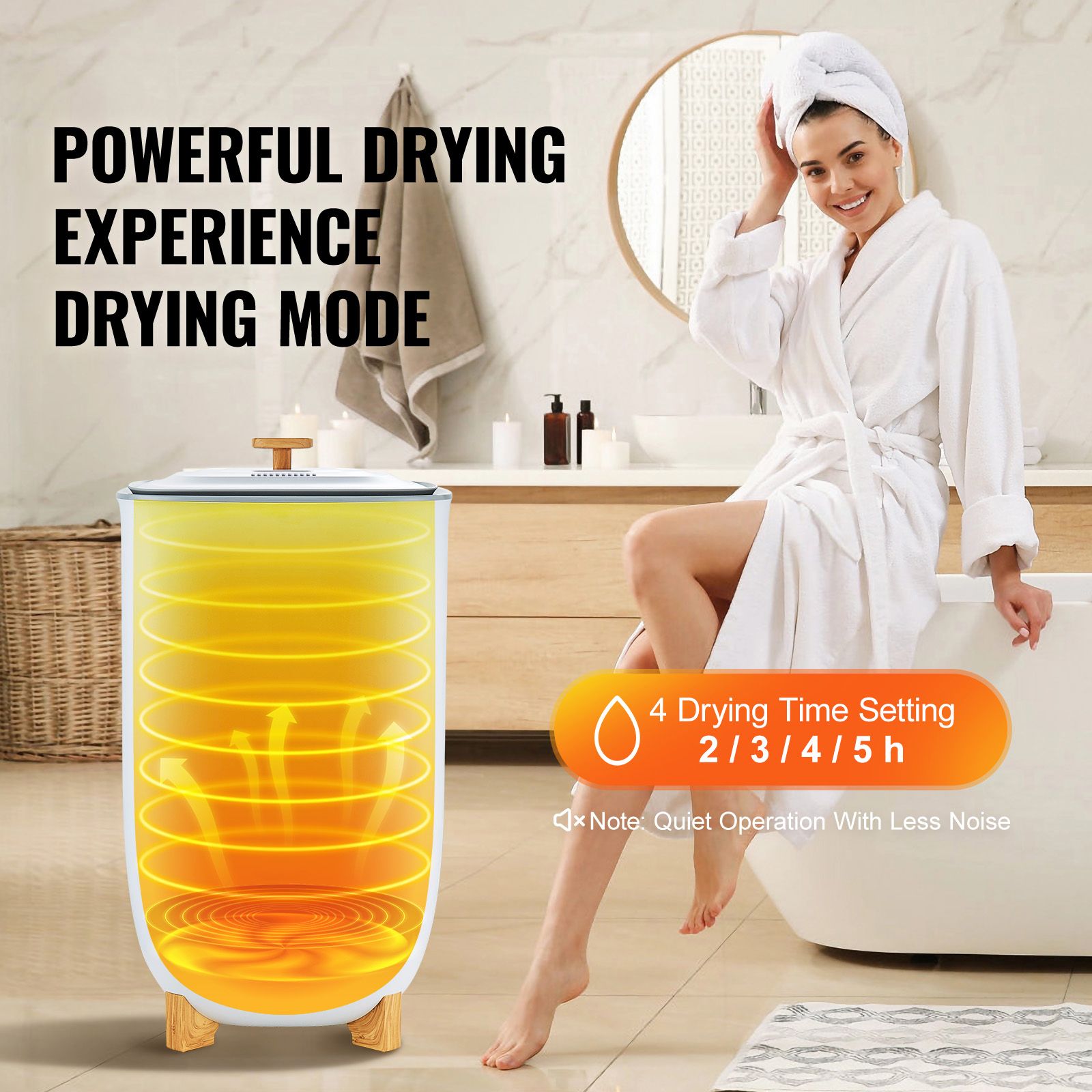 35L Large Towel Warmer Bucket with LED Screen Drying Fuction & Timer White