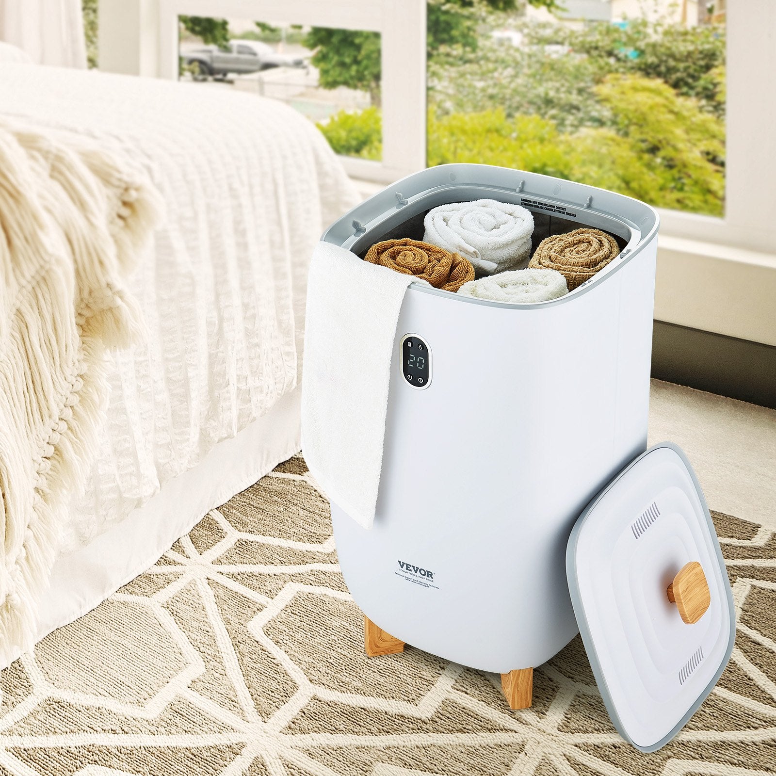 35L Large Towel Warmer Bucket with LED Screen Drying Fuction & Timer White