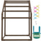 Pool Towel Rack, 5 Bar, Brown, Freestanding Outdoor PVC Trapedozal Poolside Storage Organizer, Include 8 Towel Clips, Mesh Bag, Hook, Also Stores Floats and Paddles, for Beach, Swimming Pool